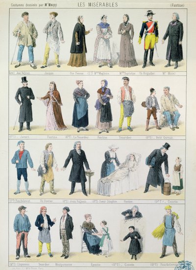 Costume Designs for an Adaptation of Les Miserables by Victor Hugo for the Theatre by Jules Marre